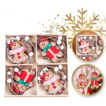 Karácsonyi dekoráció - Fa mézeskalács díszek szett - 12 db kép