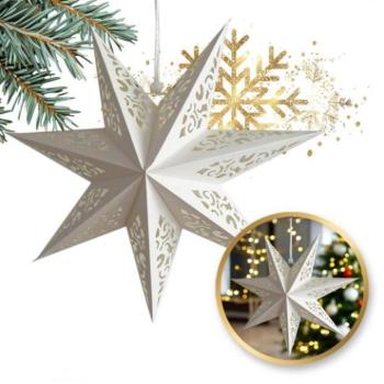 Karácsonyi dekoráció - Fehér papír karácsonyi csillag - 60 cm kép