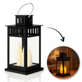 Karácsonyi dekoráció - Fekete LED lámpás gyertya utánzattal 8 x 15 cm kép