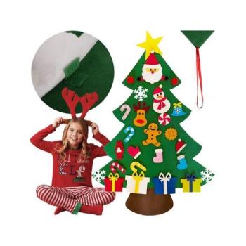 Karácsonyi dekoráció - Filc karácsonyfa díszekkel kép