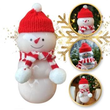 Karácsonyi dekoráció - Hóember alakú karácsonyi üveg - 350 ml kép