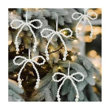 Karácsonyi dekoráció - Karácsonyfára való gyöngy masnik - 6 db kép