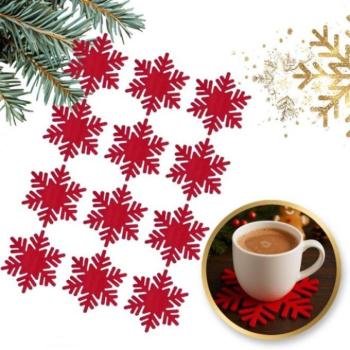 Karácsonyi dekoráció - Karácsonyi alátét - piros hópehely - 12 darabos készlet kép