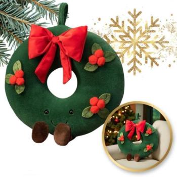 Karácsonyi dekoráció - Karácsonyi bársony párna koszorú formájában - 45 cm kép