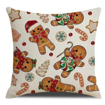 Karácsonyi dekoráció - Karácsonyi párnahuzat mézeskalácsgal kép