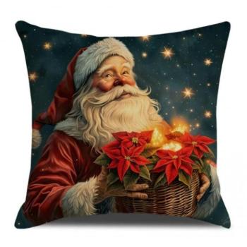 Karácsonyi dekoráció - Karácsonyi párnahuzat Mikulás motívummal kép