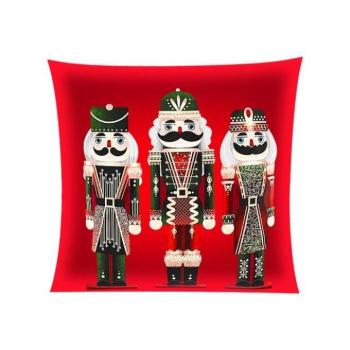 Karácsonyi dekoráció - Karácsonyi piros párnahuzat diótörőkkel - 40x40 cm kép