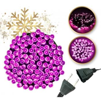 Karácsonyi dekoráció - Karácsonyi, rózsaszín LED fények - 8 m kép