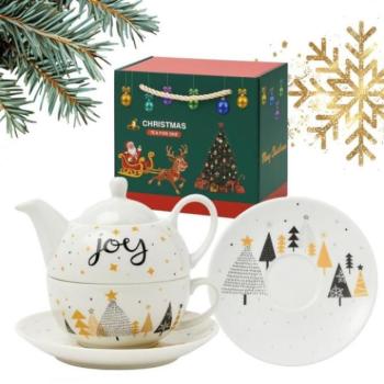 Karácsonyi dekoráció - Karácsonyi szett - kancsó, csésze, csészealj dobozban kép