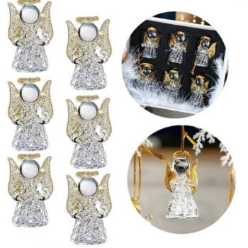 Karácsonyi dekoráció - Kristályból készült, függő arany angyalkák - 6 db kép