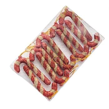 Karácsonyi dekoráció - Piros karácsonyi díszek - nyalókák 10 db kép