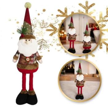 Karácsonyi dekoráció - Plüss karácsonyi Mikulás kihúzható lábakkal - 62 cm kép