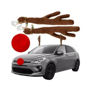 Karácsonyi dekoráció - Rénszarvas agancs és orr egy autón kép