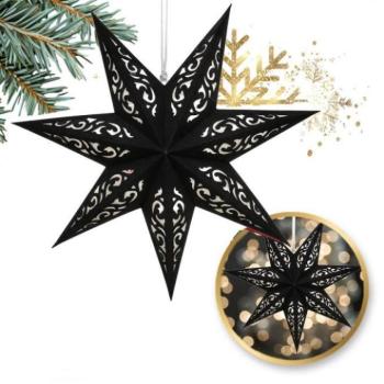 Karácsonyi dekoráció - Velúr fekete papírcsillag - 35 cm kép