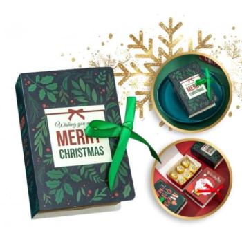 Karácsonyi dekoráció - Zöld ajándékdoboz - 13x9x4,5 cm kép