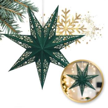 Karácsonyi dekoráció - Zöld karácsonyi papírcsillag - 60 cm kép