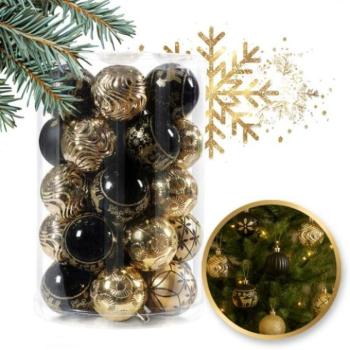 Karácsonyi kollekció - Arany-fekete karácsonyi gömbdísz készlet - 34 darabos kép