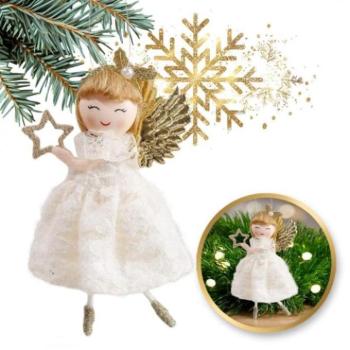 Karácsonyi kollekció - Fehér karácsonyi angyal a fán kép