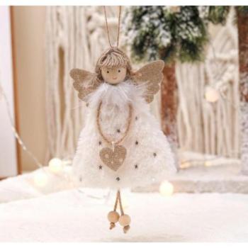 Karácsonyi kollekció - Fehér karácsonyi angyalka, zsinórral kép