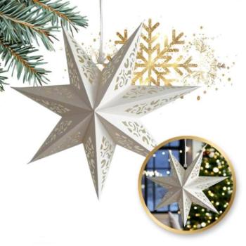 Karácsonyi kollekció - Fehér karácsonyi papírcsillag - 35 cm kép