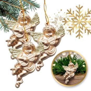 Karácsonyi kollekció - Három arany angyalból álló készlet a fára kép