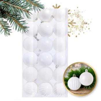 Karácsonyi kollekció - Karácsonyi fadíszek fehér színben - 36 darabos kép