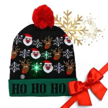 Karácsonyi kollekció - Karácsonyi LED-es világító sapka pomponnal kép