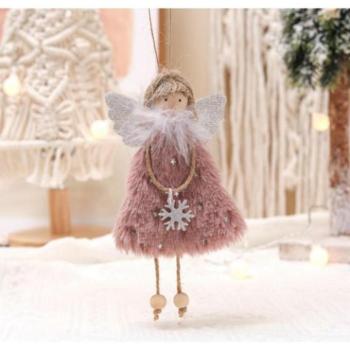 Karácsonyi kollekció - Rózsaszín karácsonyi angyalka, zsinórral kép