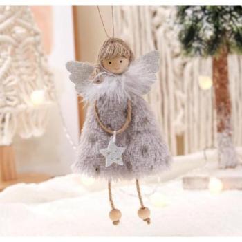 Karácsonyi kollekció - Szürke karácsonyi angyalka, zsinórral kép