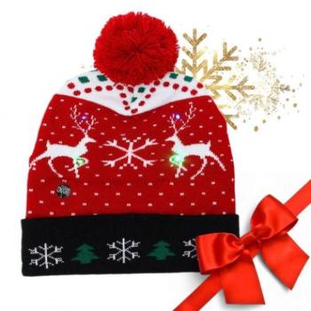 Karácsonyi kollekció - Világító karácsonyi kalap pomponnal kép