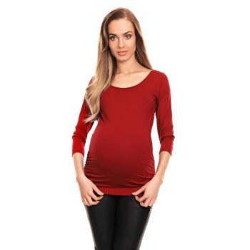 Kismama blúzok - Bordó kismama blúz, 3/4-es ujjall, fodrokkal kép