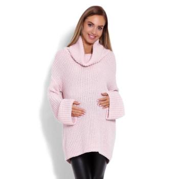 Kismama garbók - Kismama vastag oversize garbó, kiszélesedő ujjakkal, rózsaszín színben kép