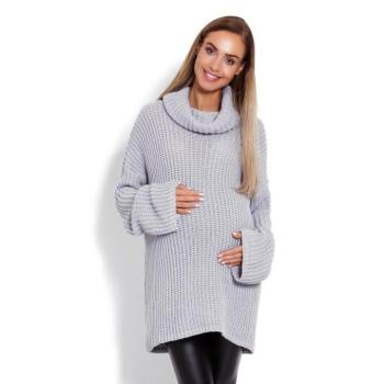 Kismama garbók - Kismama vastag oversize garbó, kiszélesedő ujjakkal, szürke színben kép