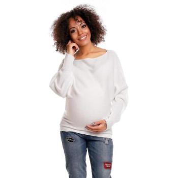 Kismama kardigánok - Fehér színű, oversize kismama pulóver kép