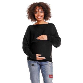Kismama kardigánok - Fekete színű, oversize kismama pulóver kép