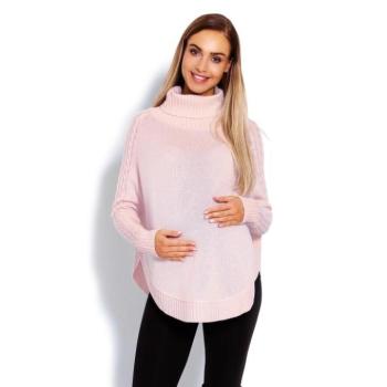 Kismama kardigánok - Rózsaszín kismama poncsó, dekoratív fonattal az ujjakon kép
