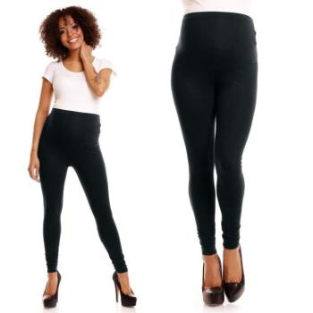 Kismama leggings - Kismama pamut leggings, hasvédővel, fekete színben kép