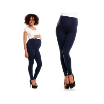 Kismama leggings - Kismama pamut leggings, hasvédővel, sötétkék színben kép