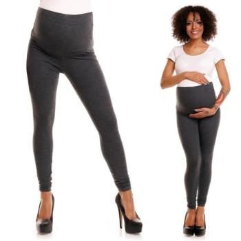 Kismama leggings - Kismama pamut leggings, hasvédővel, sötétszürke színben kép