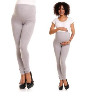 Kismama leggings - Kismama pamut leggings, hasvédővel, világosszürke színben kép