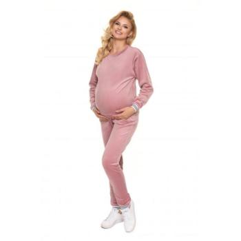 Kismama pizsamák - Rózsaszín velúr hálószett kismamáknak kép