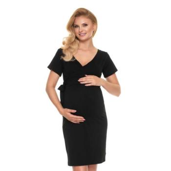Kismama ruhák hétköznapi viseletre - Kismama/szoptatós fűzős ruha, V alakú nyakkivágással, fekete színben kép