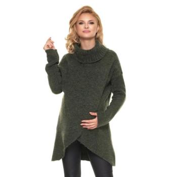 Kismama szvetterek - Asszimmetrikus kismama garbó, khaki színben kép