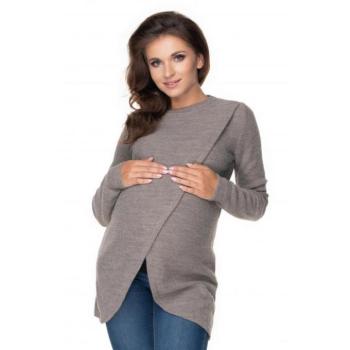 Kismama szvetterek - Aszimmetrikus kismama szvetter, cappuccino színben kép