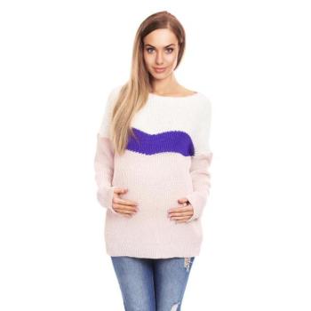 Kismama szvetterek - Háromszínű kismama pulóver - rózsaszín kép