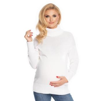Kismama szvetterek - Klasszikus, kismama pulóver garbóval, krém színben kép