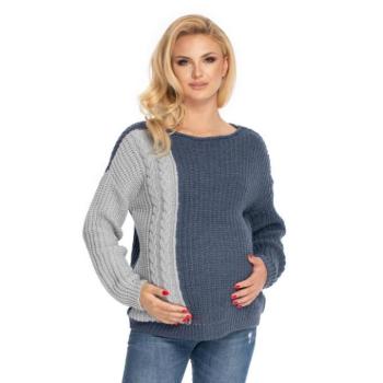 Kismama szvetterek - Klasszikus kismama pulóver, kék színben kép