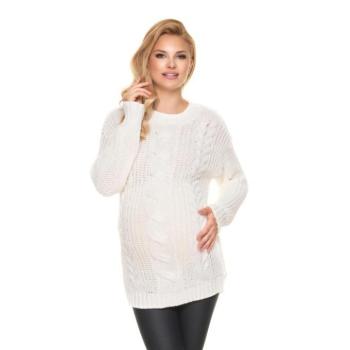 Kismama szvetterek - Kötött kismama pulóver krém színben kép
