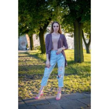 Kismama szvetterek - Vékony nyári női kardigán, cappuccino színben kép