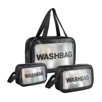 Kozmetikai táskák - 3 az 1-ben fekete kozmetikai táska szett kép